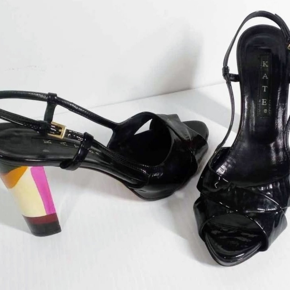 Kate Spade Black Heels with Colorful Block Heel